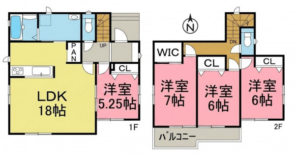 一宮市北方町北方、新築一戸建ての間取り画像です
