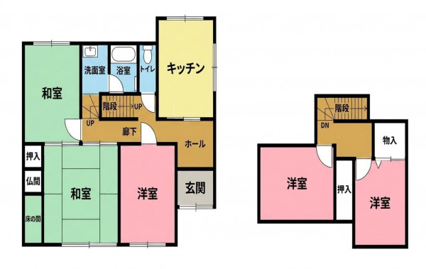 一宮市浅井町小日比野、中古一戸建ての間取り画像です