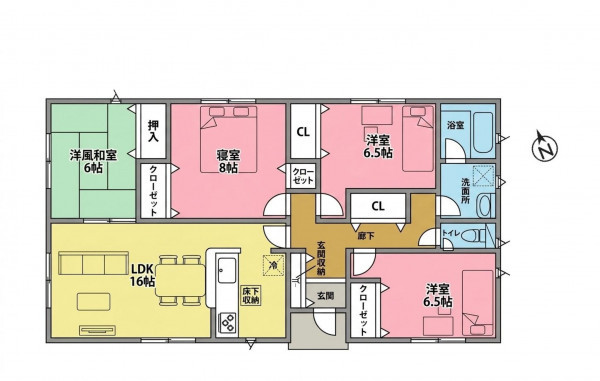 一宮市杉山、新築一戸建ての間取り画像です