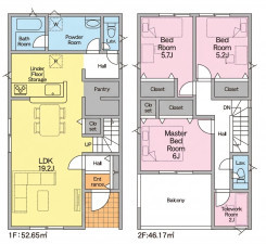 一宮市大和町北高井、新築一戸建ての間取り画像です