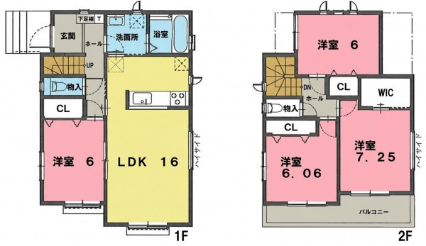 一宮市浅井町小日比野、新築一戸建ての間取り画像です