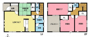 一宮市一色町、新築一戸建ての間取り画像です
