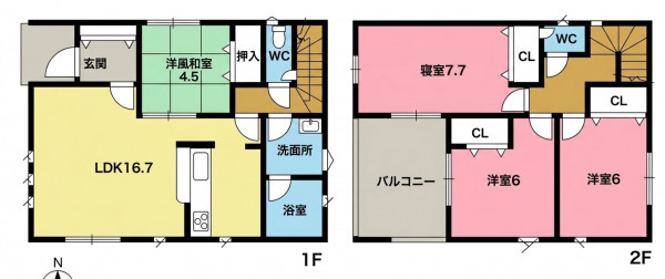 一宮市一色町、新築一戸建ての間取り画像です