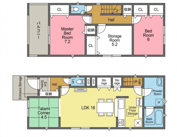 一宮市篭屋、新築一戸建ての間取り画像です