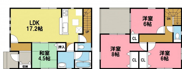 一宮市一色町、新築一戸建ての間取り画像です