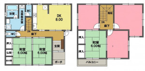 一宮市今伊勢町宮後、中古一戸建ての間取り画像です