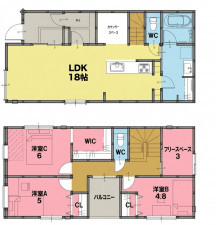 一宮市柳戸町、新築一戸建ての間取り画像です
