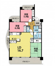 一宮市多加木、マンションの間取り画像です