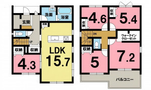 一宮市春明、新築一戸建ての間取り画像です