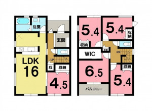 一宮市春明、新築一戸建ての間取り画像です