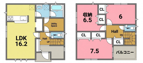 一宮市篭屋、新築一戸建ての間取り画像です