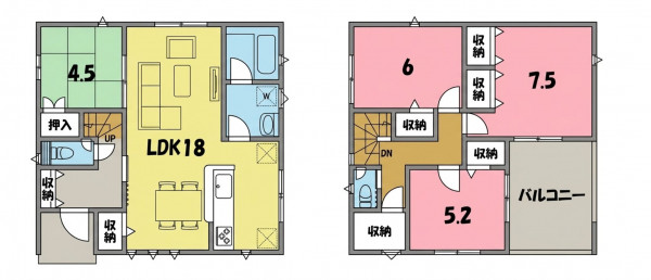 一宮市篭屋、新築一戸建ての間取り画像です