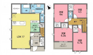 一宮市今伊勢町馬寄、新築一戸建ての間取り画像です