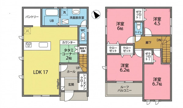一宮市今伊勢町馬寄、新築一戸建ての間取り画像です