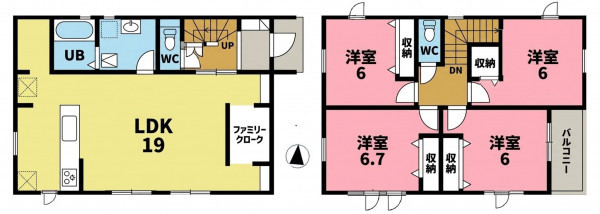 一宮市今伊勢町馬寄、新築一戸建ての間取り画像です