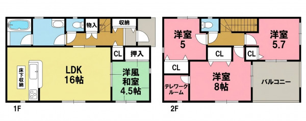 一宮市北今、新築一戸建ての間取り画像です