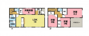 一宮市北今、新築一戸建ての間取り画像です