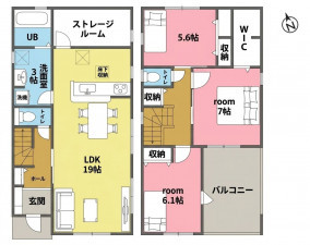 一宮市小信中島、新築一戸建ての間取り画像です