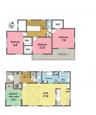 一宮市多加木、新築一戸建ての間取り画像です