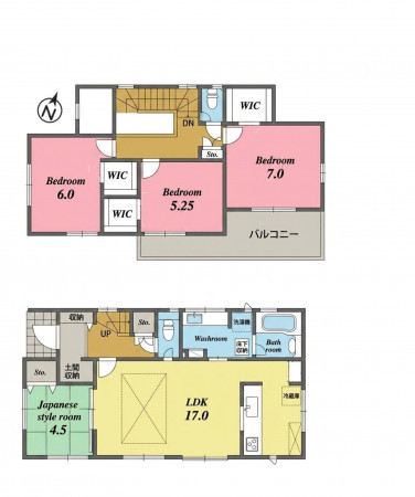 一宮市多加木、新築一戸建ての間取り画像です