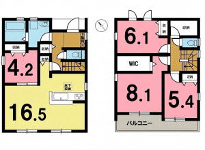 一宮市木曽川町里小牧、新築一戸建ての間取り画像です