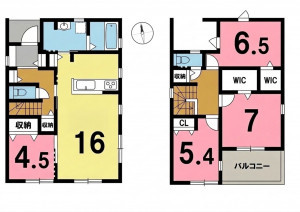 一宮市木曽川町里小牧、新築一戸建ての間取り画像です
