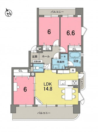 一宮市栄、マンションの間取り画像です