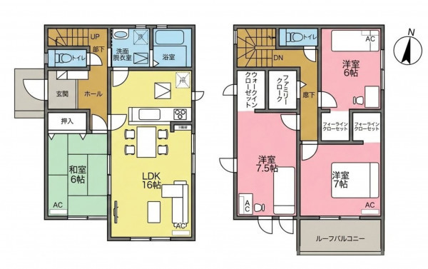 一宮市明地、新築一戸建ての間取り画像です