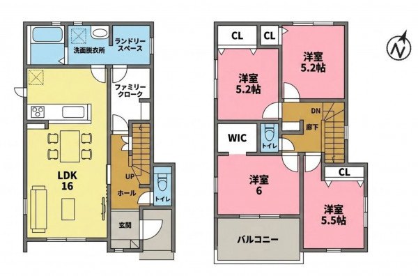 一宮市明地、新築一戸建ての間取り画像です