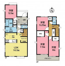 一宮市島村、新築一戸建ての間取り画像です
