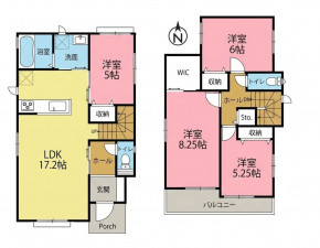 一宮市開明、新築一戸建ての間取り画像です