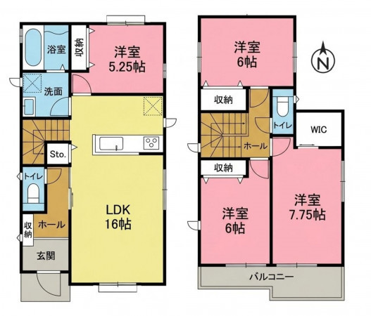 一宮市開明、新築一戸建ての間取り画像です