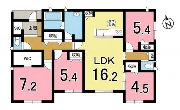 一宮市奥町、新築一戸建ての間取り画像です