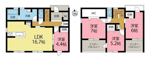 一宮市奥町、新築一戸建ての間取り画像です