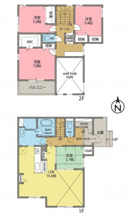一宮市三ツ井、新築一戸建ての間取り画像です