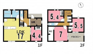 一宮市小赤見、新築一戸建ての間取り画像です