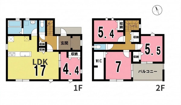 一宮市小赤見、新築一戸建ての間取り画像です