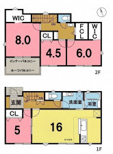 一宮市木曽川町黒田、新築一戸建ての間取り画像です