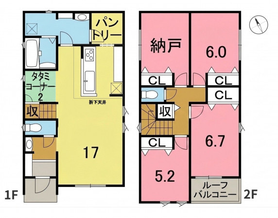 一宮市木曽川町黒田、新築一戸建ての間取り画像です