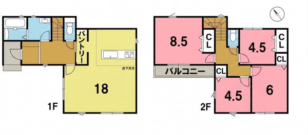 一宮市木曽川町黒田、新築一戸建ての間取り画像です
