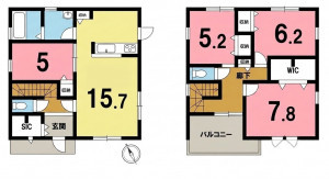 一宮市萩原町西御堂、新築一戸建ての間取り画像です