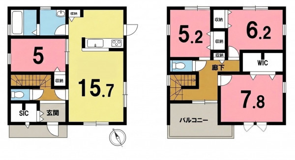 一宮市萩原町西御堂、新築一戸建ての間取り画像です