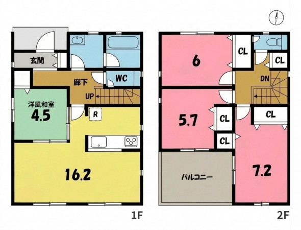 一宮市瀬部、新築一戸建ての間取り画像です