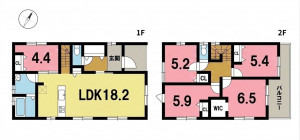 一宮市冨田、新築一戸建ての間取り画像です