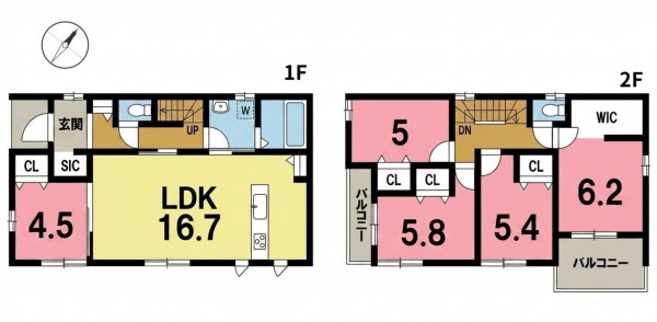 一宮市冨田、新築一戸建ての間取り画像です