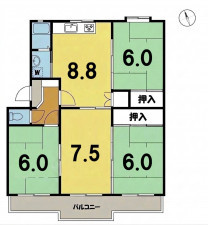 一宮市今伊勢町新神戸、マンションの間取り画像です