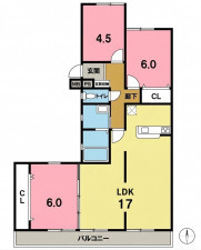 一宮市大和町戸塚、マンションの間取り画像です