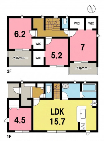 一宮市木曽川町門間、新築一戸建ての間取り画像です