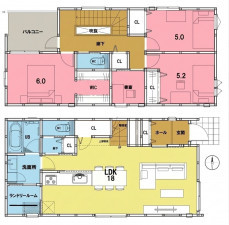 一宮市大和町馬引、新築一戸建ての間取り画像です