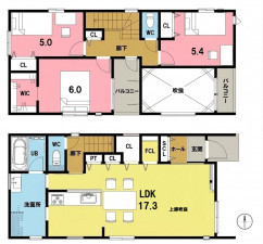 一宮市大和町馬引、新築一戸建ての間取り画像です